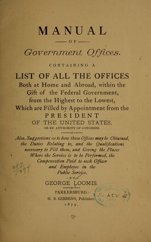 Cover for Manual of government offices