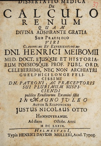 Cover for Dissertatio medica de calculo renum ...