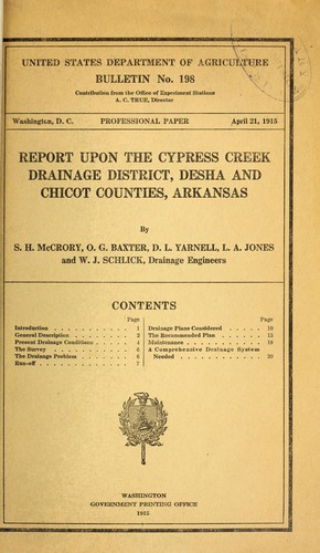 Cover for Report upon the Cypress Creek drainage district, Desha and Chicot Counties, Arkansas