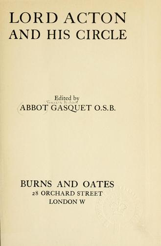 Cover for Lord Acton and his circle