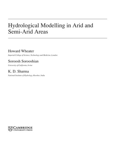 Cover for HYDROLOGICAL MODELLING IN ARID AND SEMI-ARID AREAS; ED. BY HOWARD WHEATER.