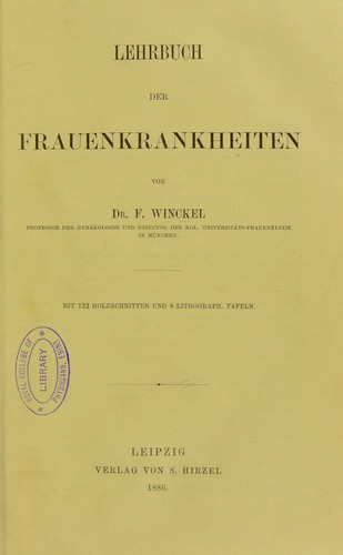 Cover for Lehrbuch der Frauenkrankheiten
