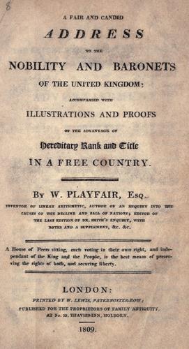 Cover for A fair and candid address to the nobility and baronets of the United Kingdom