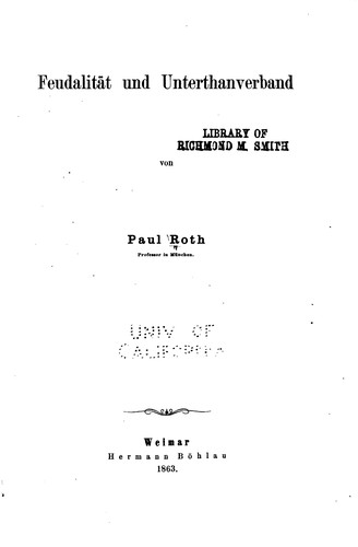 Cover for Feudalität und unterthanverband