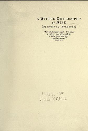 Cover for A little philosophy of life
