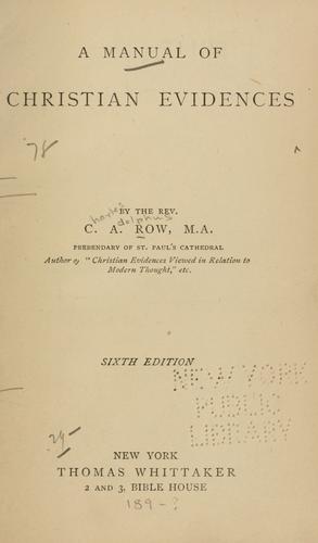 Cover for A manual of Christian evidences