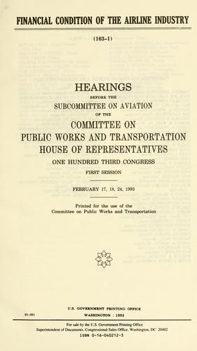 Cover for Financial condition of the airline industry