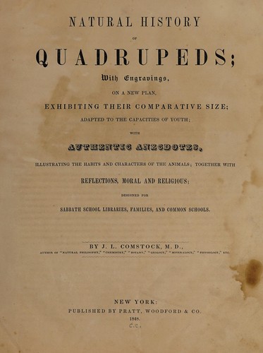 Cover for Natural history of quadrupeds