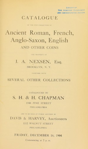 Cover for Catalogue of the fine collection of ancient Roman, French, Anglo-Saxon, English and other coins, the property of J. A. Nexsen ...