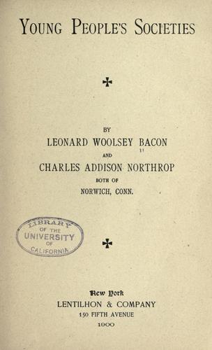 Cover for Young people's societies.