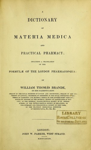 Cover for A dictionary of materia medica and practical pharmacy