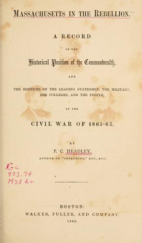 Cover for Massachusetts in the rebellion.