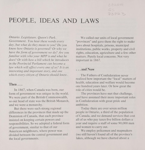 Cover for PEOPLE, IDEAS AND LAWS
