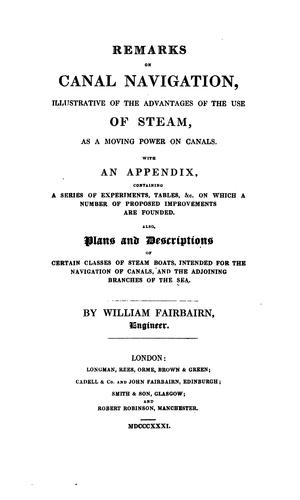 Cover for Remarks on Canal Navigation, Illustrative of the Advantages of the Use of Steam, as a Moving ...