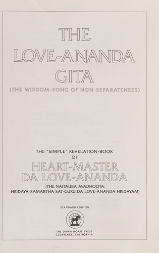 Cover for The love-ananda gita