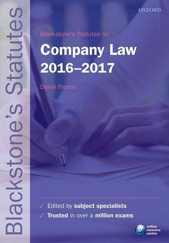 Cover for Blackstone's Statutes on Company Law 2016-2017
