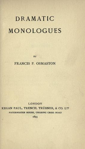 Cover for Dramatic monologues
