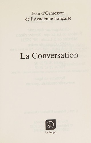 Cover for La conversation
