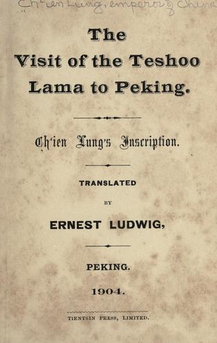 Cover for The visit of the Teshoo lama to Peking.