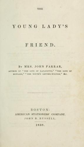 Cover for The young lady's friend