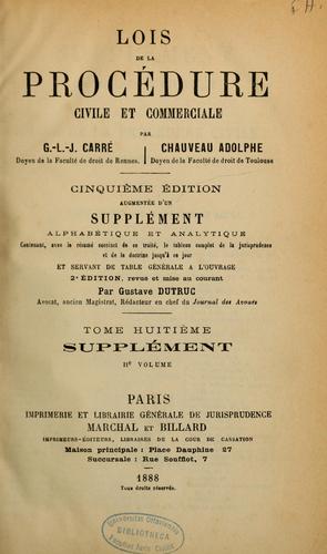 Cover for Lois de la procédure civile et commerciale