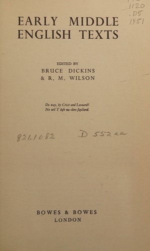 Cover for Early Middle English texts