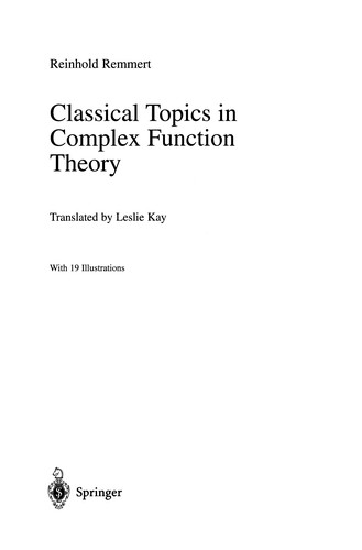 Cover for Classical Topics in Complex Function Theory