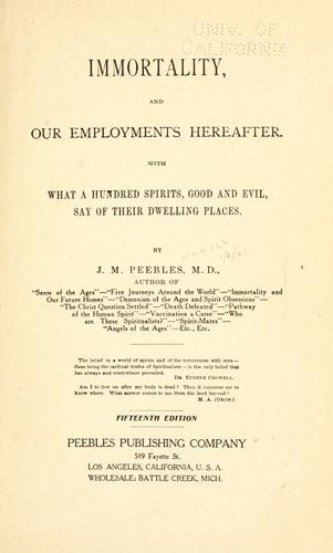 Cover for Immortality and our employments hereafter