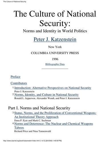 Cover for The culture of national security