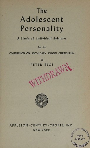 Cover for The adolescent personality