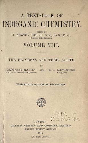 Cover for The halogens and their allies.