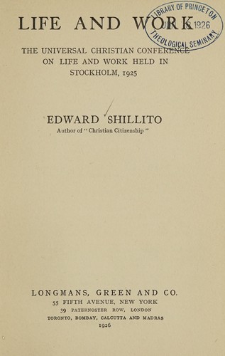 Cover for Life and work