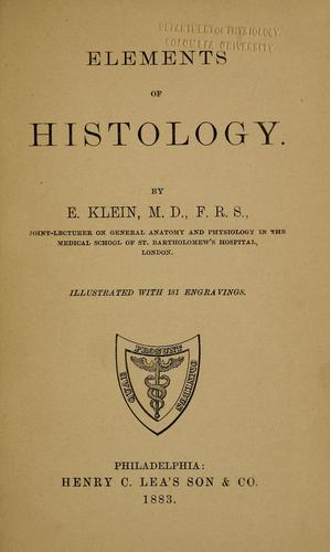 Cover for Elements of histology