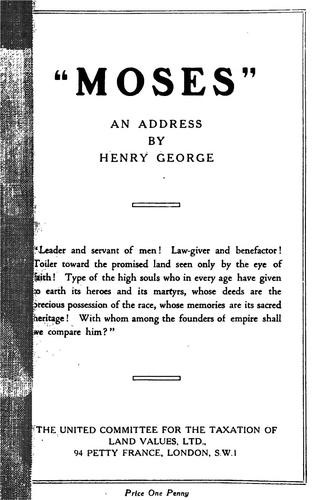 Cover for "Moses", an address