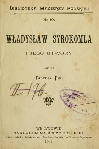 Cover for Wadysaw Syrokomla i jego utwory
