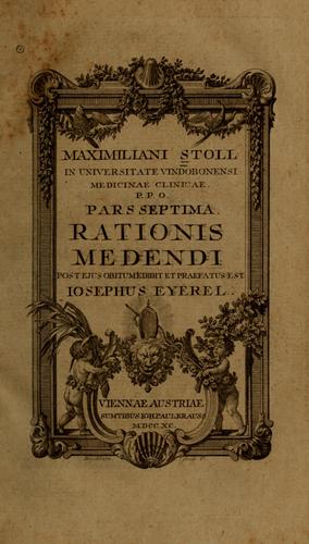 Cover for Maximiliani Stoll ... Pars prima-[septima]