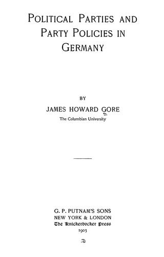 Cover for Political parties and party policies in Germany