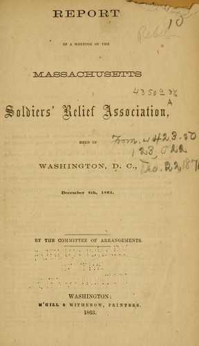 Cover for Report of a meeting of the Massachusetts Soldiers' Relief Association