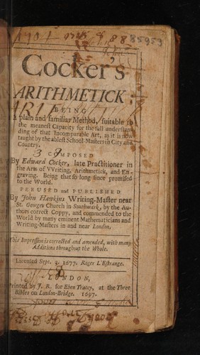 Cover for Cocker's Arithmetick