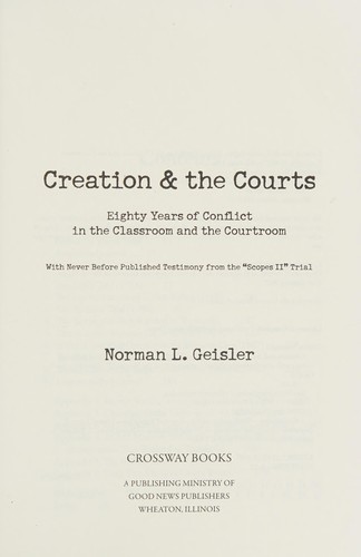 Cover for Creation and the courts
