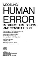 Cover for Modeling Human Error in Structural Design and Construction