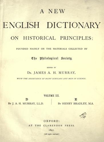Cover for A new English dictionary on historical principles (vol 3)