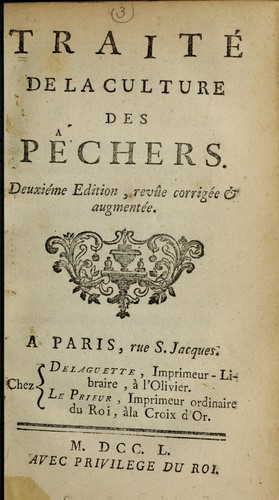 Cover for Traité de la culture des pêchers