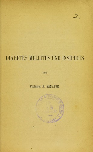 Cover for Diabetes mellitus und insipidus