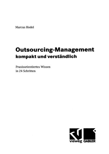 Cover for Outsourcing-Management kompakt und verständlich