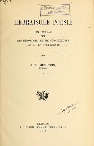 Cover for Hebräische poesie