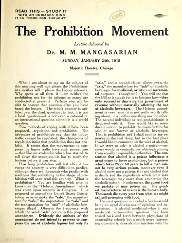 Cover for The prohibition movement