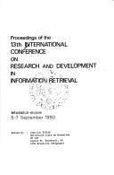 Cover for Proceedings of the 13th International Conference on Research and Development in Information Retrieval, Brussels, 5-7 September 1990