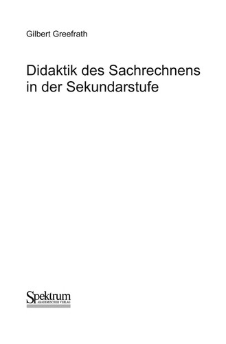 Cover for Didaktik des Sachrechnens in der Sekundarstufe