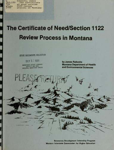 Cover for The certificate of need section 1122 review process in Montana